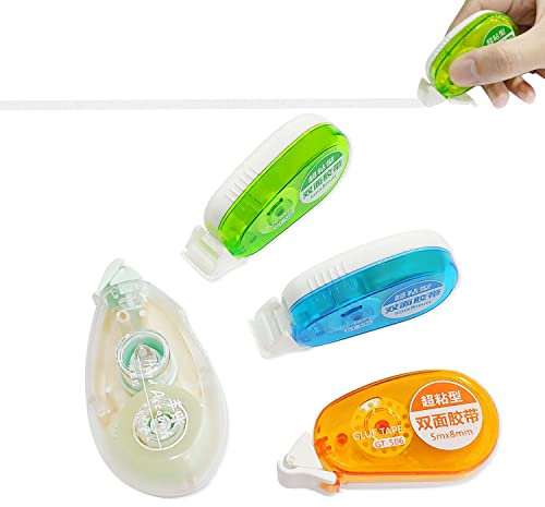 Juego de 4 rollos de pegamento de doble cara para manualidades, tarjetas, bullet journal y scrapbooking