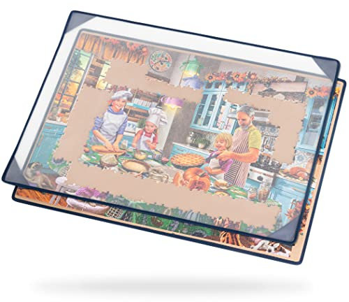 Tektalk Puzzle Board, tragbare Puzzlematte mit staubdichter Abdeckung zur Aufbewahrung von Puzzles, rutschfeste Oberfläche (Khaki, für bis zu 1000 Teile)