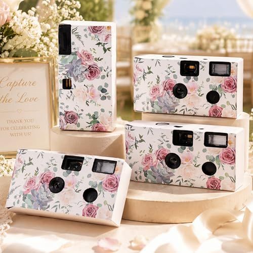 Zhengmy 4 Pack Disposable Camera for Wedding,34mm Single Use Camera with Flash One Time for Gathering Wedding Anniversary Travel Party Supply(Vibrant Style, Color Film)