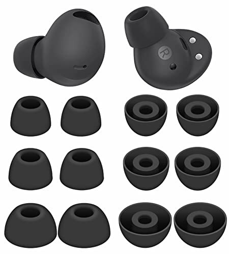 IiEXCEL Galaxy Buds 2 Pro 2022 kompatible Ohrstöpsel – 6 Paar S/M/L Silikon-Ersatz-Ohrhörer mit Aufbewahrungsbox – Schwarz