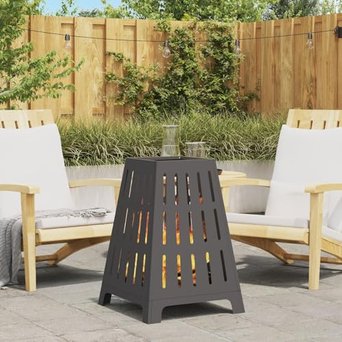 BARULUOAKLIFE Focolare da Esterno in Acciaio Nero Trapezoidale Design Industriale Moderno per Giardino e Patio, Resistente alle Intemperie e al Calore, Finitura Opaca Verniciata