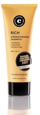 COCUNAT - Rich Shampoo - Trockenes, lockiges, geschädigtes oder gefärbtes Haar - Shampoo mit F&E - Feuchtigkeitsspendend - Splissfrei - Sulfat- und silikonfrei - Curly-Methode - 200 ml