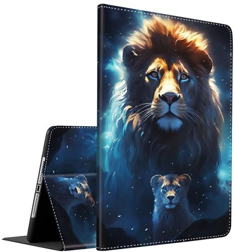 Hülle für iPad 10.2 9th / 8th / 7th Generation (Modell 2021/2020/2019) 10,2 Zoll, iPad Air 3 Hülle/10,5 Zoll Pro, Multi-Winkel Smart Stand Cover Auto Sleep/Wake, Löwenmalerei
