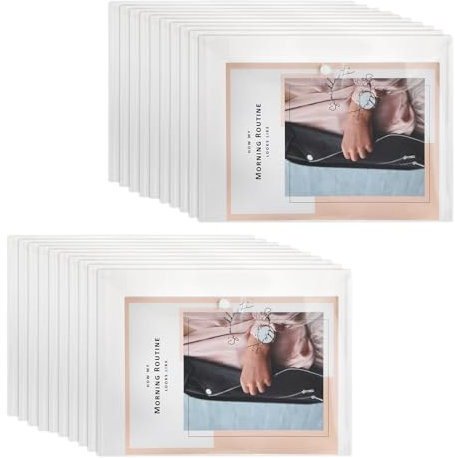 Wenrescry Lot de 20 Porte-documents A4 - Chemises en Plastique Transparent Résistantes aux Rayures - Pochettes pour Organisation de Bureau, Rangement et Protection de Documents