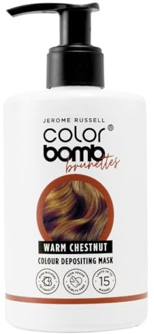 Jerome Russell Colour Bomb Brunettes – Warm Chestnut Colour Depositing Hair Mask – Nourishing, Semi-Permanent Colour & Shine Treatment – Vegan, Cruelty-Free, 300 ml