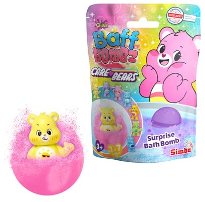 Simba Glibbi Care Bears Surprise 105953970 - Bomba da Bagno con Orsacchiotto Portafortuna in 1 di 4 Colori, con Personaggio a Sorpresa, 100 g, dai 3 Anni in su