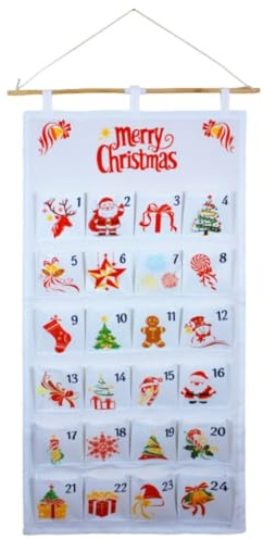 Calendario dell'Avvento 2025 Calendari dell'Avvento Decorativi in Tessuto da Riempire, Sacchetto di Stoffa per Decorare Fai da Te, Sacchetto Regalo, Set di Arazzi Riutilizzabili