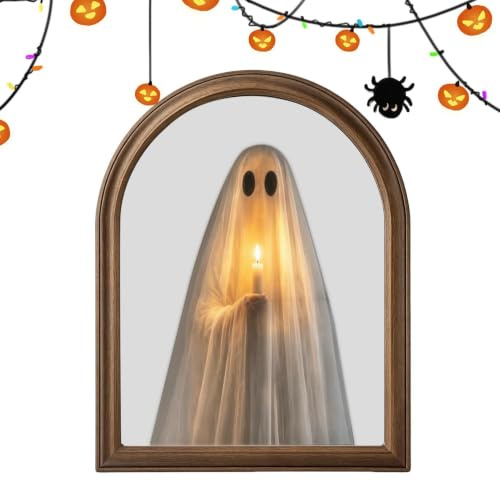 Halloween Spökspegel Väggmonterad inramad lysande Halloween-dekoration | Spegel med spöke håller för , Lägenhet, Bondgård, Spökhus, Kontor, Sovsal, Vardagsrum, Balkong, Spelrum