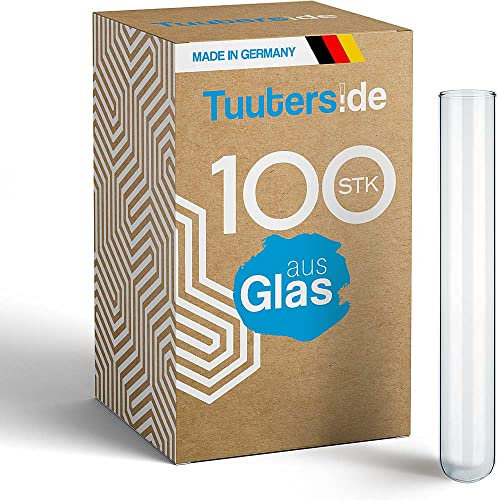 Tuuters Glas Reagenzgläser 100 Stück Laborglas mit Rundboden ohne Verschluss Test tube (120 x Ø16mm)