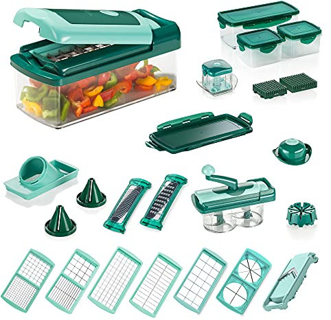 Genius Nicer Dicer Fusion Smart Set (34 Teile) inkl. Twist Alles-Schneider Hobeln Würfeln Julienne Spiralen Obst- und Gemüseschneider - Ideal für den gesunden Lebensstil