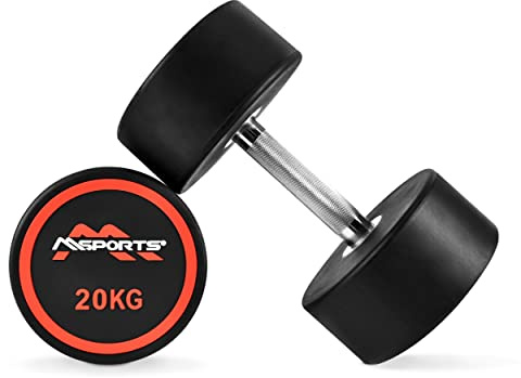 Rundhantlar Premium set med 2 | Gummi hantel beläggning 2,5–50 kg | förkromad och räfflad | Olika viktvarianter hantel (2 x 20 kg)