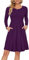 AUSELILY Robe Décontractée à Manches Longues Plissée pour Femmes avec Poches Violet M