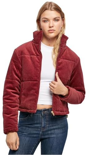 Urban Classics Femme Ladies Corduroy Puffer Jacket Vestes, Burgundy, XS