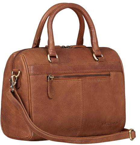 STILORD 'Cassandra' Leder Handtasche Damen Fashion-Tasche Ledertasche Henkeltasche Umhängetasche und Schultertasche Echtleder, Farbe:arona - braun