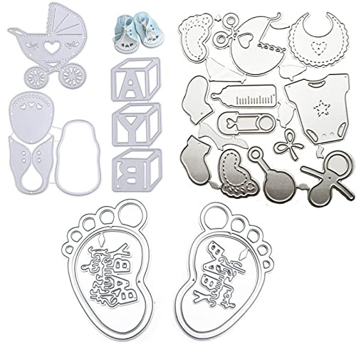 Canzoon Fustelle Stencil Cutting Dies 3Pcs - D'argento Fustelle Da Taglio In Metallo Piedi Del Bambino Per Fai Da Te Scrapbooking Goffratura Carta