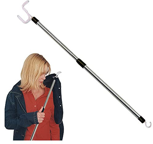 Health Care Living Aids Disable Helper Stainless Steel Dressing Stick with Adjustable Design, 26 Inch Length