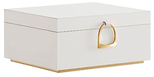 SONGMICS 2-Layer Jewelry Box, Jewelry Organizer with Handle, Removable Jewelry Tray, Jewelry Storage, Floating Effect, 8.1 x 9.4 x 4.3 Inches, Gift Idea, White UJBC165W01