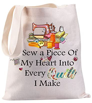 JYTAPP Quilter Gift I Sew My Heart Into Every Quilt Tote Bag Sewing Accessories Bag For Quilter Sewing Lover Gift