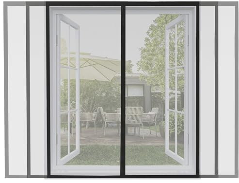 ARCOL Fliegengitter Fenster– Zuschneidbares Moskitonetz mit Klettverschluss – Robustes Moskitonetz – Magnetisches Moskitonetz für Fenster – Insektenschutztür (155x160 cm)