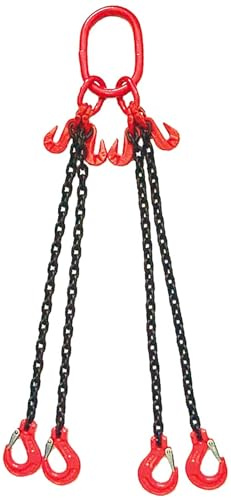 Grade 8 3.15 tonne 7mm 4 Leg Adjustable Rigging Lifting Chain Sling With Latch Hooks (1mtr)