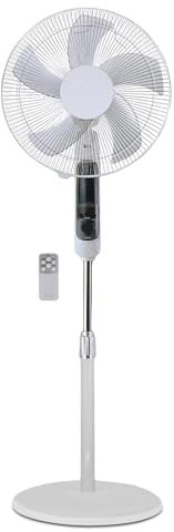 TIENDA EURASIA - Ventilador de Pie | con Mando a Distancia | Ventilador de Pie Silencioso y Potente | 50 W | 3 Velocidades | Altura Ajustable | Temporizador | Ø 43 x 130 cm