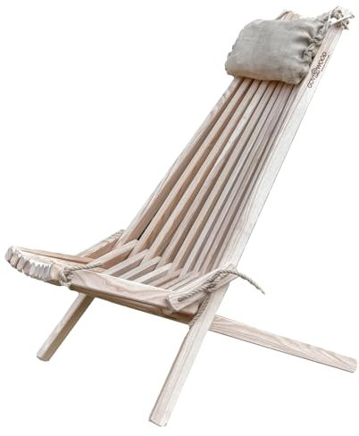 Gov Wood Liegestuhl Klappbar Holz - Sonnenliege mit Jutekissen - Ergonomisches Design, Outdoor & Indoor Gebrauch, Langlebig und Stilvoll - 106x56x86 cm
