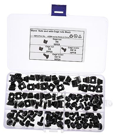 CANIGHT Kit De 50 Tuercas Flotantes M5 y 50 Tornillos M5x16 Tuerca De Inserción Caja De Plástico Transparente