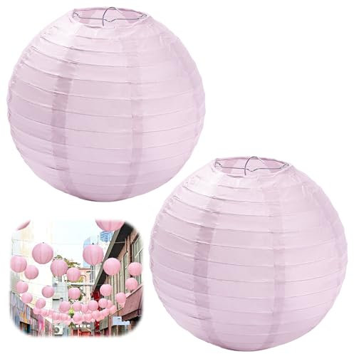 Lot de 2 Suspension Papier, Lanterne Papier Rose Clair, pour projets créatifs de Bricolage et décoration de Jardin de fête, Mariage, Anniversaire (20 cm, 8)