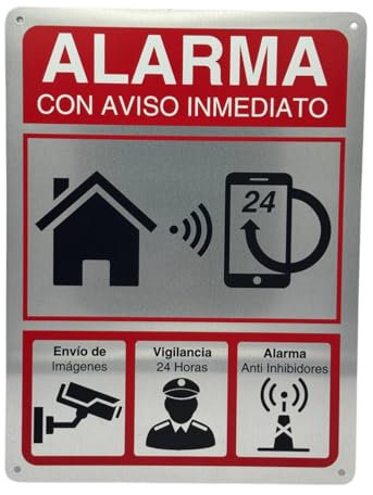 LEIASA | Cartel Videovigilancia - 21x28 cm - Aluminio - Grosor 0.8 mm - Señal Zona Videovigilada - Impresión UV - Cartel Alarma - Señal Videovigilancia homologado 21x28