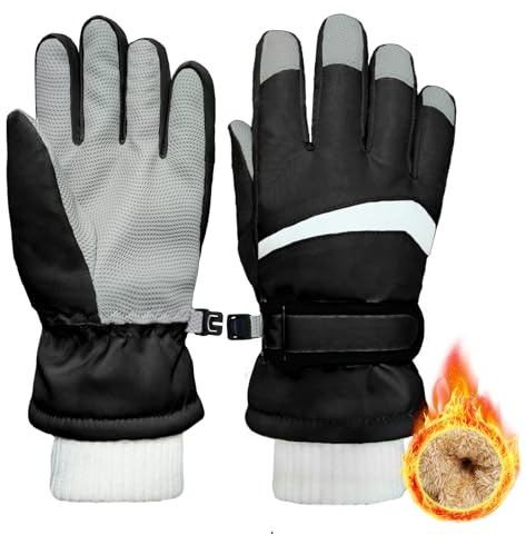 lifwimner Guantes de Esquí para Niños Niñas, Guantes de Nieve Impermeables, Guante Invierno de Forro Polar Cálido para Snowboard Ski Actividades al Aire Libre