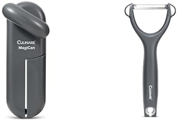 Bundle of Culinare MagiCan Tin Opener, Grey, Manual Can Opener, + Culinare Safety Peeler, Grey, Plastic/Stainless Steel, Y Shaped for Maximum Control and Comfort, Manual Potato/Vegetable/Fruit Peeler