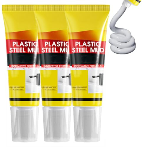 Sellador blanco impermeable multifuncional, adhesivo para reparación de plástico y acero de 120 ml, kit de sellador para fregaderos, ventanas e inodoros,retráctil y a prueba de grietas. (3PC)