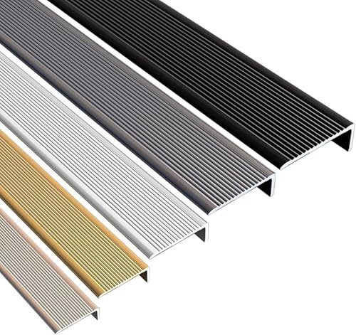 Stair Nosing Profile Edging,Stair Nosing Profile Aluminum Corner, Stair Nosing Anti-Slip Angle Profile for Exterior and Interior Stair Edges, Profile for Stair Nosing/Ramp/Slope-Gray||4x2cm
