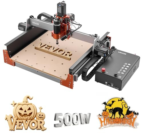 VEVOR CNC Router Machine, 500W Spindle, 3-Axis Wood Engraving Milling Machine, with Dual Linear Rails & Ball Screw, 15.75 x 15.75 x 3.74 in Working Area, Trim Router, for Wood Acrylic Carving Cutting