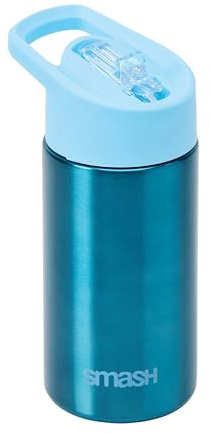Smash Stainless Steel Water Bottle 500ml - Bubble Blue | Carry handle | Stainless Steel | Straw