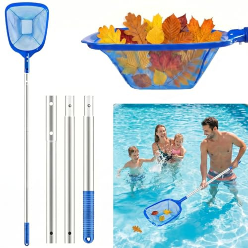 Red Piscina, Recogehojas para Piscinas Profesional, Recoge Hojas para Piscinas, Red Limpia Piscina, Kits de Skimmer Piscinas con Barra Telescópica para Piscina, Spas, Estanques, Parque Acuatico