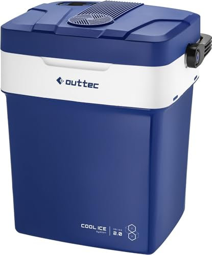 Outtec Mini Kühlschrank, 32L Nutzinhalt, Elektrische Kühlbox Klein, Camping Kühlschrank, Tragbare Kühlboxen, Kühltasche Elektrisch für Camping, Büro, Garten, Picknick, Outdoor (Marineblau)