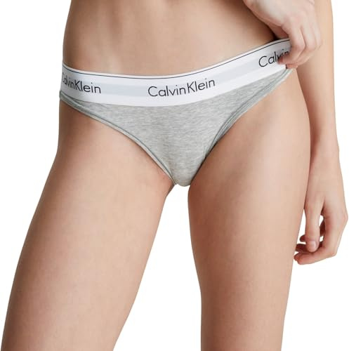 Calvin Klein Femme Slip Bikini Coton Stretch, Gris (Grey Heather), XS
