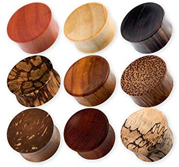 Fly Style Ohr Plug aus Holz - Flesh Tunnel Natur-Piercing Schmuck, Grösse:8 mm, Modelle:Modell D