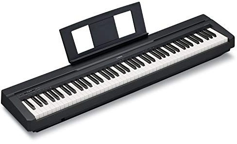 Yamaha 88-Key Weighted Portable Digital Piano Keyboard with Music Rest, Sustain Foot Switch, Built-in Speakers, USB Connectivity, Black (P45B)