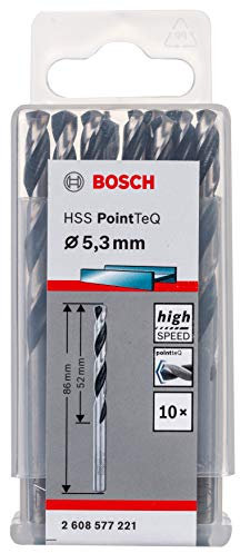 Bosch Professional 10-Piece PointTeQ HSS Twist Drill Bit (for Metal, 5.3 x 52 x 86 mm, Drill Driver Accessories)