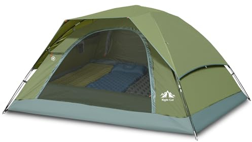 Night Cat Camping Tents 1 2 3 4 Persons with Unique Rainfly Backpacking Tent Easy Clip Setup Double Layers 2 Doors Waterproof Lightweight,3-4 Persons