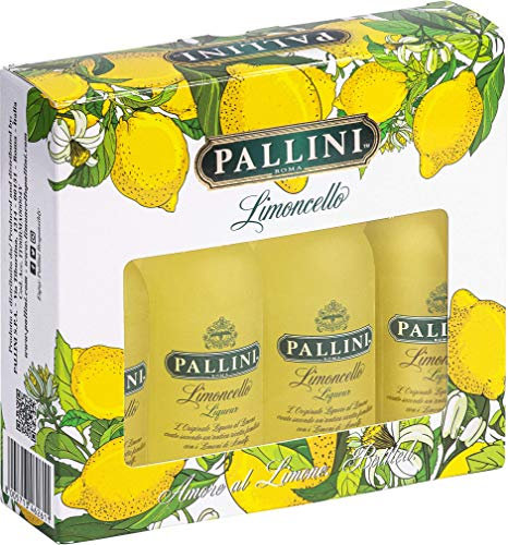Pallini Limoncello - 200 ml (50 ml x 4 bottiglie): nato dall'infusione del pregiato Limone Costa D'Amalfi IGP raccolto a mano a Vietri sul Mare, Amalfi – Senza glutine, pesticidi, OGM – 26% ABV.