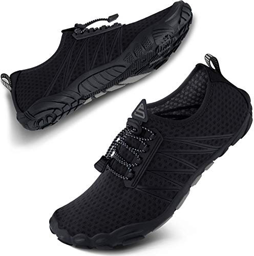SEEKWAY Water Shoes Sports Quick-Dry Barefoot Aqua Beach Pool Lake Swim Boating Hiking Surfing Men Women 406-Black SP001
