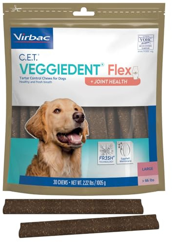 C.E.T. Veggiedent Fr3sh & Flex Plaque and Tartar Control Chew for Dogs, L