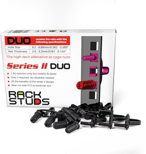 DUO50 1RU Series II Rack Mount Solution - Effortless Alternative to Traditional Rack Screws and Cage Nuts & Server Rack Screws Ideal for Server Hardware Setup - 50 Pack, Universal Version