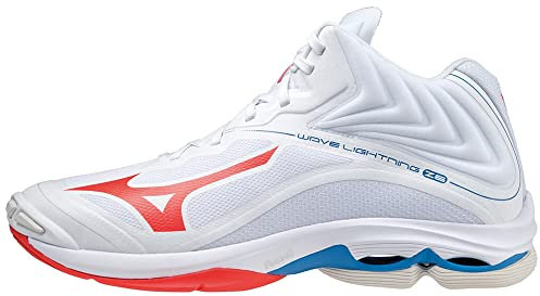 Mizuno Unisex Wave Lightning Z6 Mid volleybollsko, Vit igition röd fransk blå - 50 EU