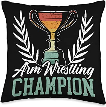 Arm Wrestling Champion Arm Wrestler Grip Pin Throw Pillow