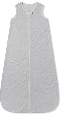 MORI Baby Boys and Girls Front Opening Sleeping Bag 1.5 TOG in Grey - Organic Cotton Unisex Toddler Concealed Zip Swaddle Blanket - 0-6 Months