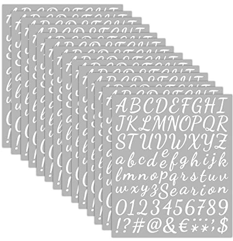 1176 Stück 14 Blätter Selbstklebende Buchstaben Aufkleber Weiß Vinyl Klebebuchstaben Wetterfest Alphabet Aufkleber Selbstklebende Buchstaben Nummern Aufkleber für DIY Scrapbook Grußkarte